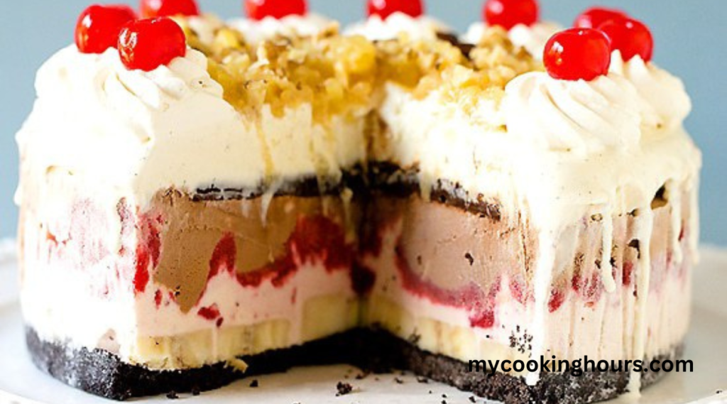 banana split ice cream cake