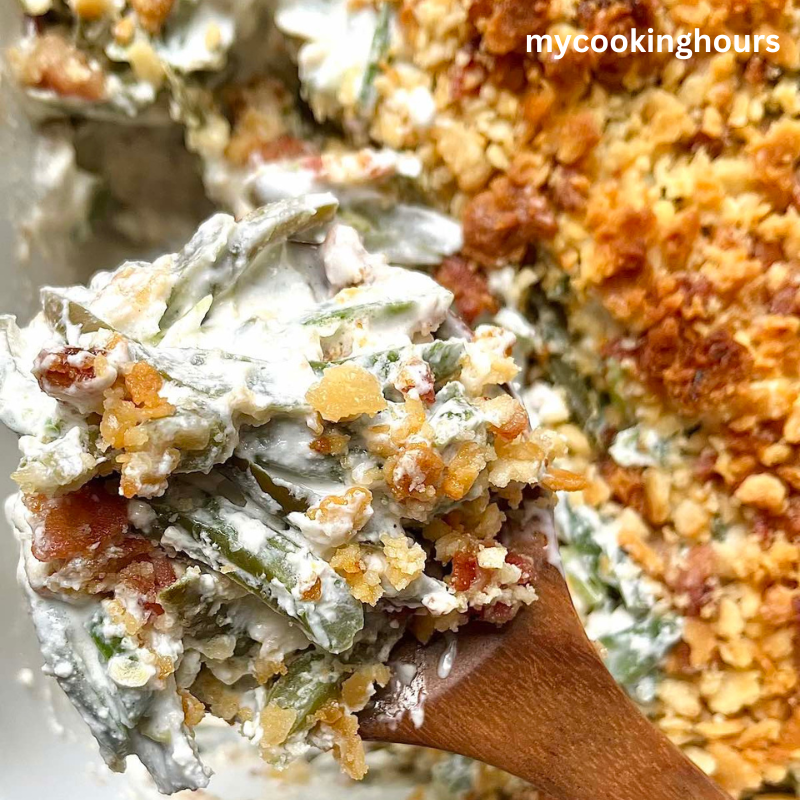 Green bean casserole with cream cheese